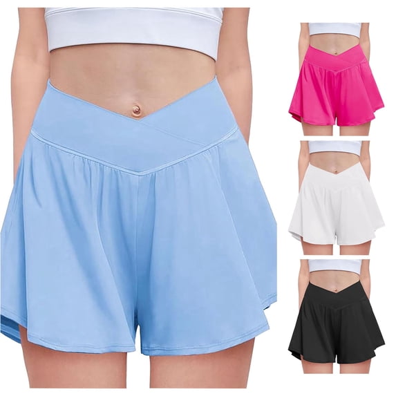 TinyBloomm Girls Flowy Shorts With Spandex Liner 2 In 1 Athletic Running Shorts With Pockets Kids Butterfly Skorts, Size 9-10 Years