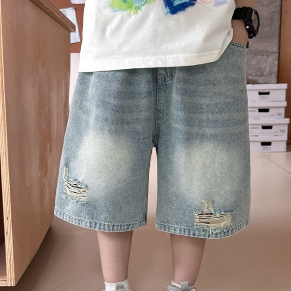 TinyBloomm Jeans Cargo Shorts Classic Fit Elastic Waist for Boys Toddler 3-4 Years