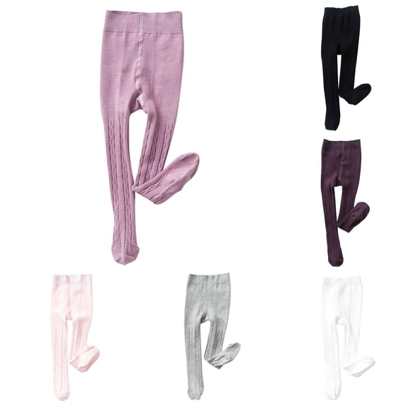 TinyBloomm Kids Baby Girls Tights Toddler Cable Knit Warm Leggings Seamless Stretchy Stockings Pantyhose Winter Socks, Size 3-4 Years