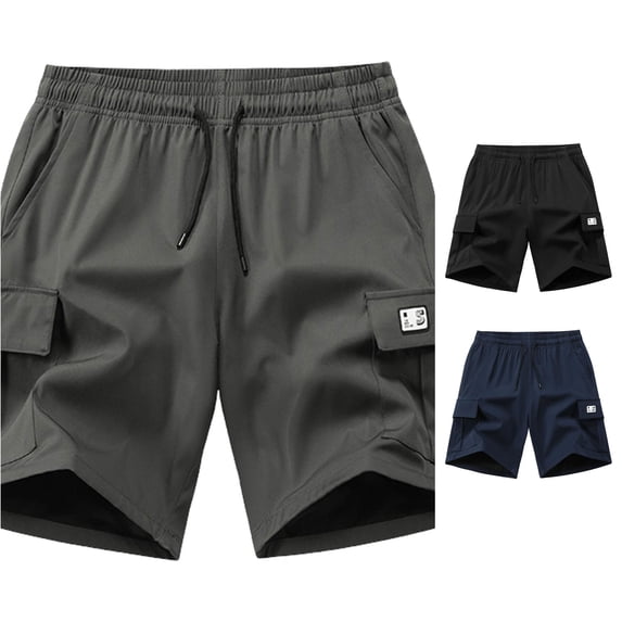 TinyBloomm Kids Boys Elastic Waistband Cargo Shorts Running Shorts Pull On Jogger Quick Drying Stretch Sports Shorts With Pockets, Size 11-12 Years