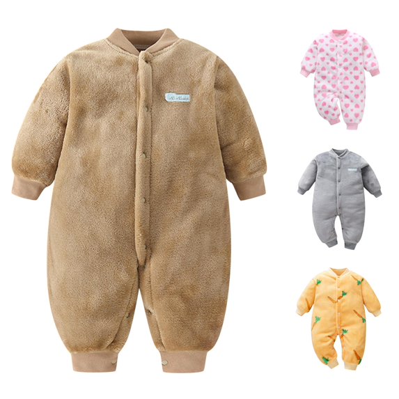 TinyBloomm Long Sleeve Baby Girl Clothes Baby Girl Boy Thick Warm Jumpsuit Playsuit Romper Clothes, Size 6-9 Months