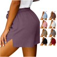 thumbnail image 1 of TinyBloomm Metallic Shorts for Women Casual Shorts For With Side Slit Breathable Everyday Summer Bottoms Relaxed Fit For Comfort And Easy Styling, Size L, 1 of 4