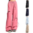 thumbnail image 1 of TinyBloomm Trendy Girls Pants Asymmetric Distressed Wide Leg High Waist Loose Fit Cargo Pants For Girls Casual Outdoor Summer Thin Comfortable Versatile Styling, Size 17-18 years, 1 of 5