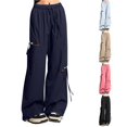 thumbnail image 1 of TinyBloomm Trendy Girls Pants Asymmetric Distressed Wide Leg High Waist Loose Fit Cargo Pants For Girls Casual Outdoor Summer Thin Comfortable Versatile Styling, Size 17-18 years, 1 of 5