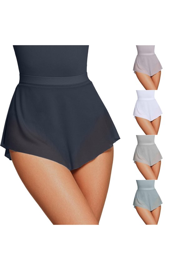 Women Soft Mesh Side Split Short Ballet Dance Skirt Cute Skirt, Size S