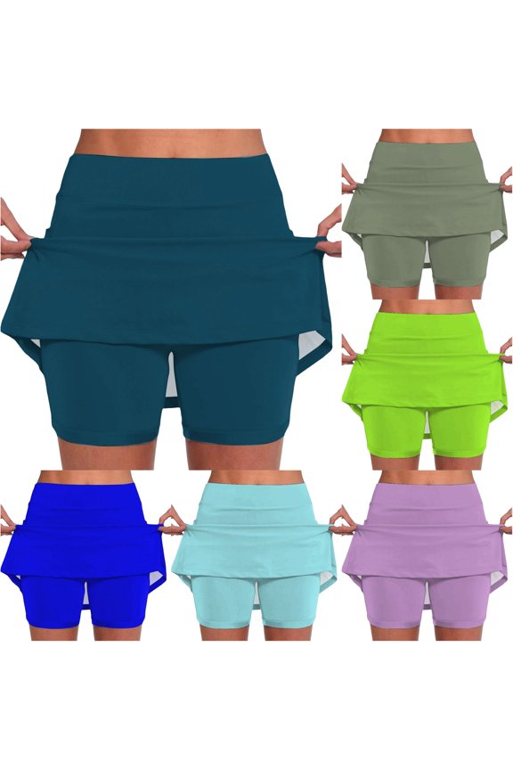 Women's Elastic Yoga Skirt Color Sports Shorts Lightweight High Waisted Tight Print Jogging 2024 Fall Skirt, Size L