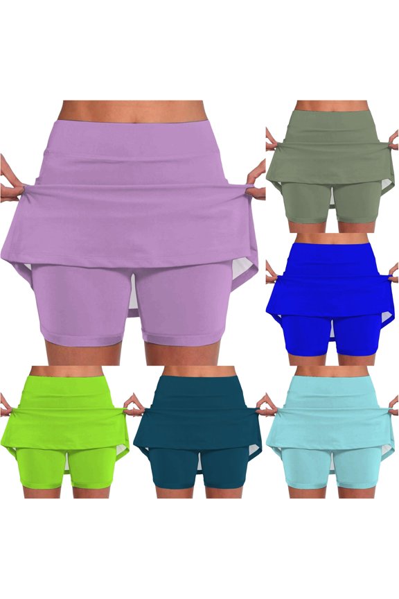 Women's Elastic Yoga Skirt Color Sports Shorts Lightweight High Waisted Tight Print Jogging 2024 Fall Skirt, Size XXL