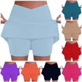 thumbnail image 1 of TinyBloomm Women's High Waist Pocket Athletic Skirted Leggings Two Piece Set V Neck Sports Fashion Workout Bottoms Bathing Suit Skirt, Size XXL, 1 of 6