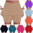 thumbnail image 1 of TinyBloomm Women's High Waist Pocket Athletic Skirted Leggings Two Piece Set V Neck Sports Fashion Workout Bottoms Bathing Suit Skirt, Size XXL, 1 of 6