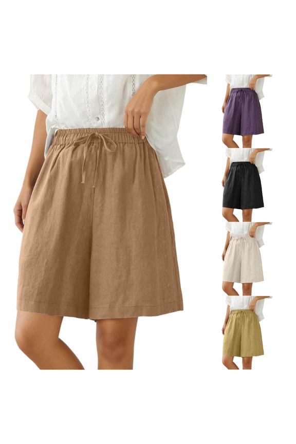 Women's Short Romper Lightweight Wide Leg Casual Shorts For With Relaxed Fit Elastic Waistband Pockets Summer, Size M