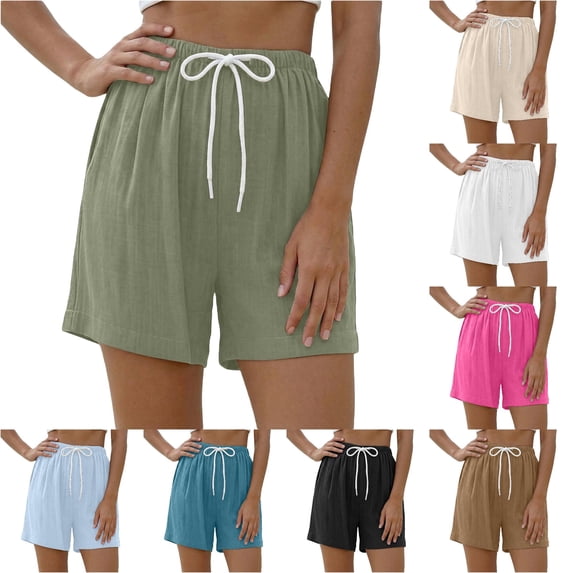 TinyBloomm Womens Long Swim Shorts Breathable Shorts For Summer Casual Beach High Waist Elastic Waistband Comfortable, Size L