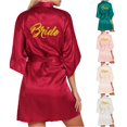 thumbnail image 1 of TinyBloomm Womens Towel Bathrobe Short Women's Wedding Party Robe Letters Kimono Satin Pyjamas Bridesmaid Bathrobe, Size L, 1 of 7