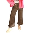 thumbnail image 1 of TinyCribz Chic Leopard Wide Leg Pants, Ruffle Hem Women's Jeans 16, 1 of 6