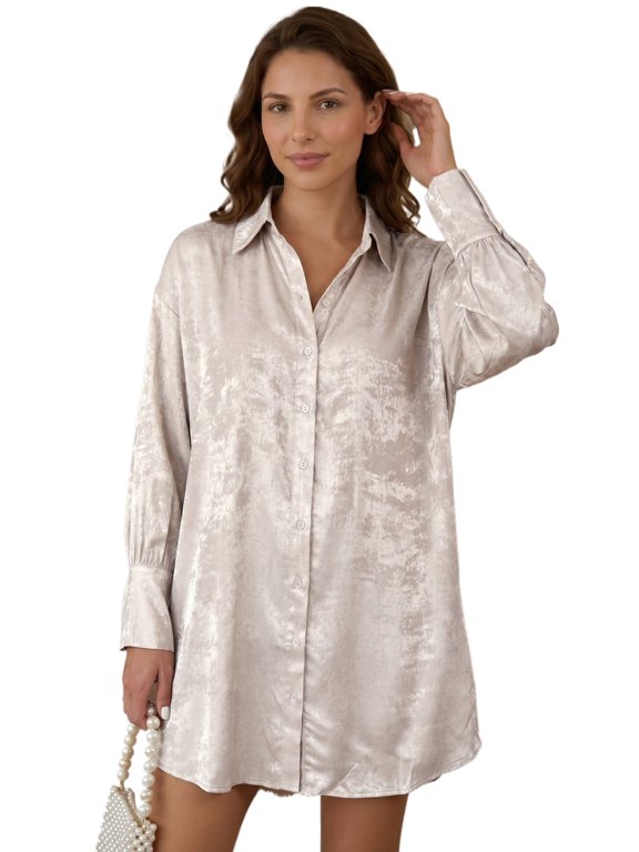 Jet Stream Button Down Shift Dress, Chic Velvet Mini Apparel L