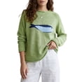 thumbnail image 1 of TinyCribz Women's Fish Knit Sweater, Meadow Mist Green Casual Pullover XL, 1 of 12