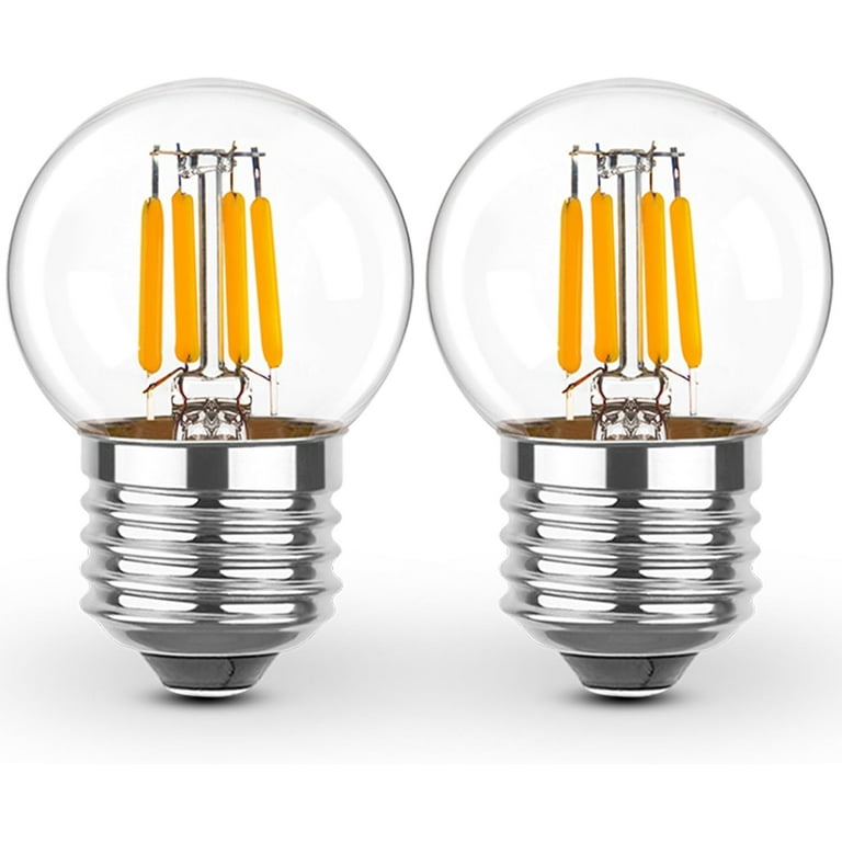 Tinyglam 3 Watt Dimmable Low Wattage LED Bulbs Equivalent to 25 Watt Light Bulbs E26 Standard Base G40 Small Globe Light Bulbs 2200K Warm Light for