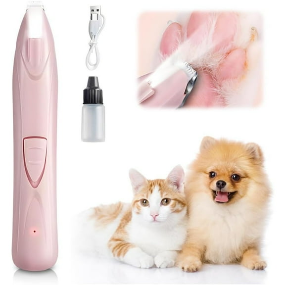 TinyGlam Dog Hair Trimmer 2024 New Rechargeable Dog Paw Hair Trimmer with LED Light Multifunctional Pet Dog Paw Hair Trimmer for Large Dogs, Medium Dogs and Small Dogs (White)