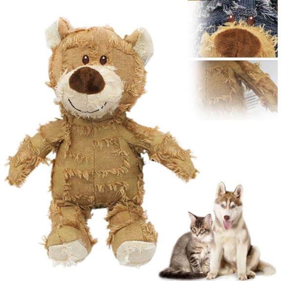 TinyGlam Indestructible Robust Bear, 2025 New Indestructible Dog Toys to Keep Them Busy, Durable Squeaky Dog Toys for Heavy Chewers, Interactive Robust Bear Dog Squeak Chew Toy