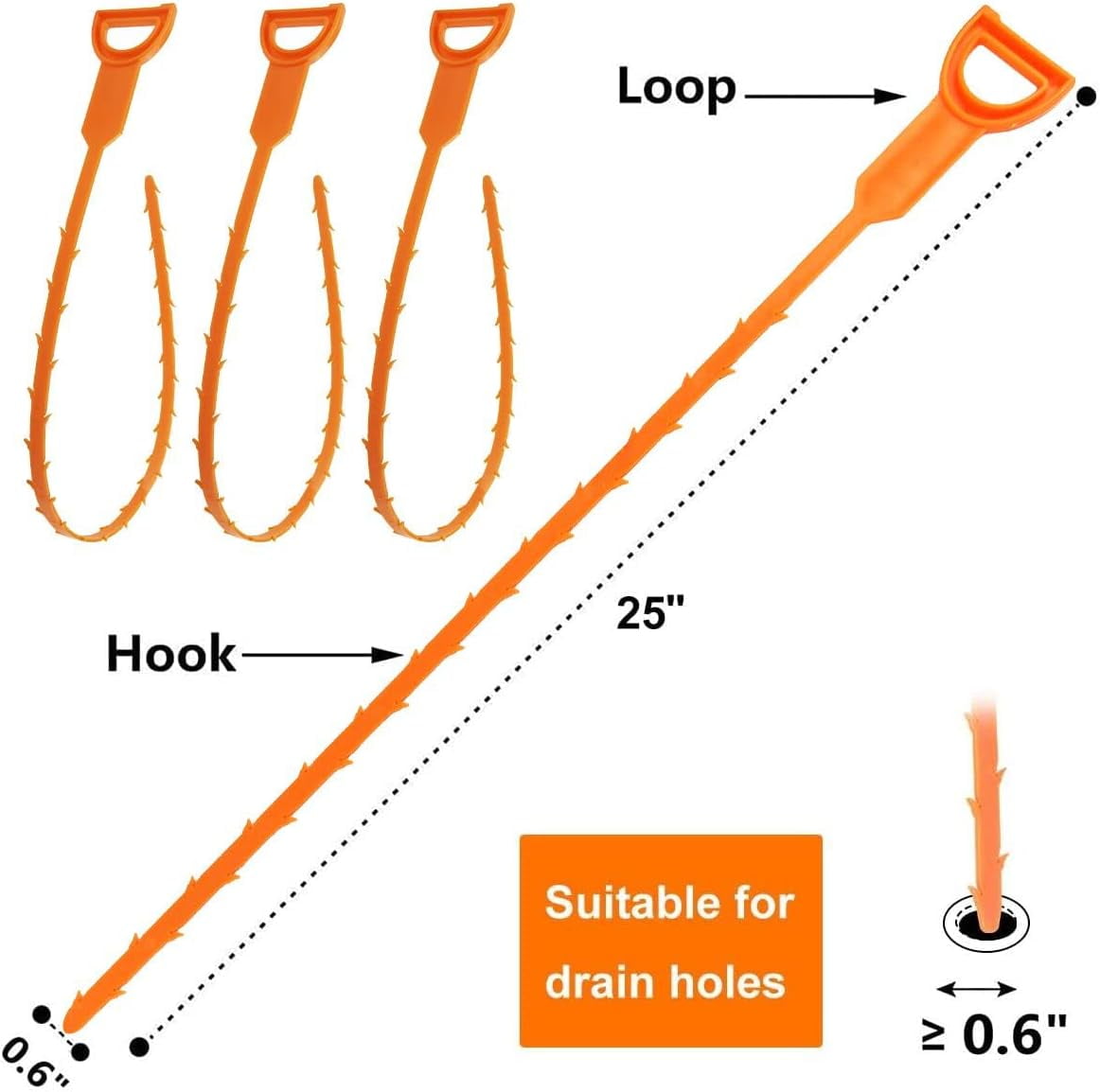 TinyGlam Snake Drain Hair Drain Clog Remover Cleaning Tool Pipe Snake