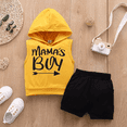 thumbnail image 1 of TinyGlam Toddler Boys Summer Cotton Letter Print Sleeveless Hooded Neck Vest Tops Solid Color Short Pants Breathable Comfort 2Pcs Outfit Set, 1 of 5