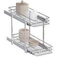 thumbnail image 1 of TinyHomie 10.5 in W x 21.5 in D 2 Tier Pull Out Cabinet Organizer, Sliding Storage Shelves for Kitchen Bathroom, 1 of 10