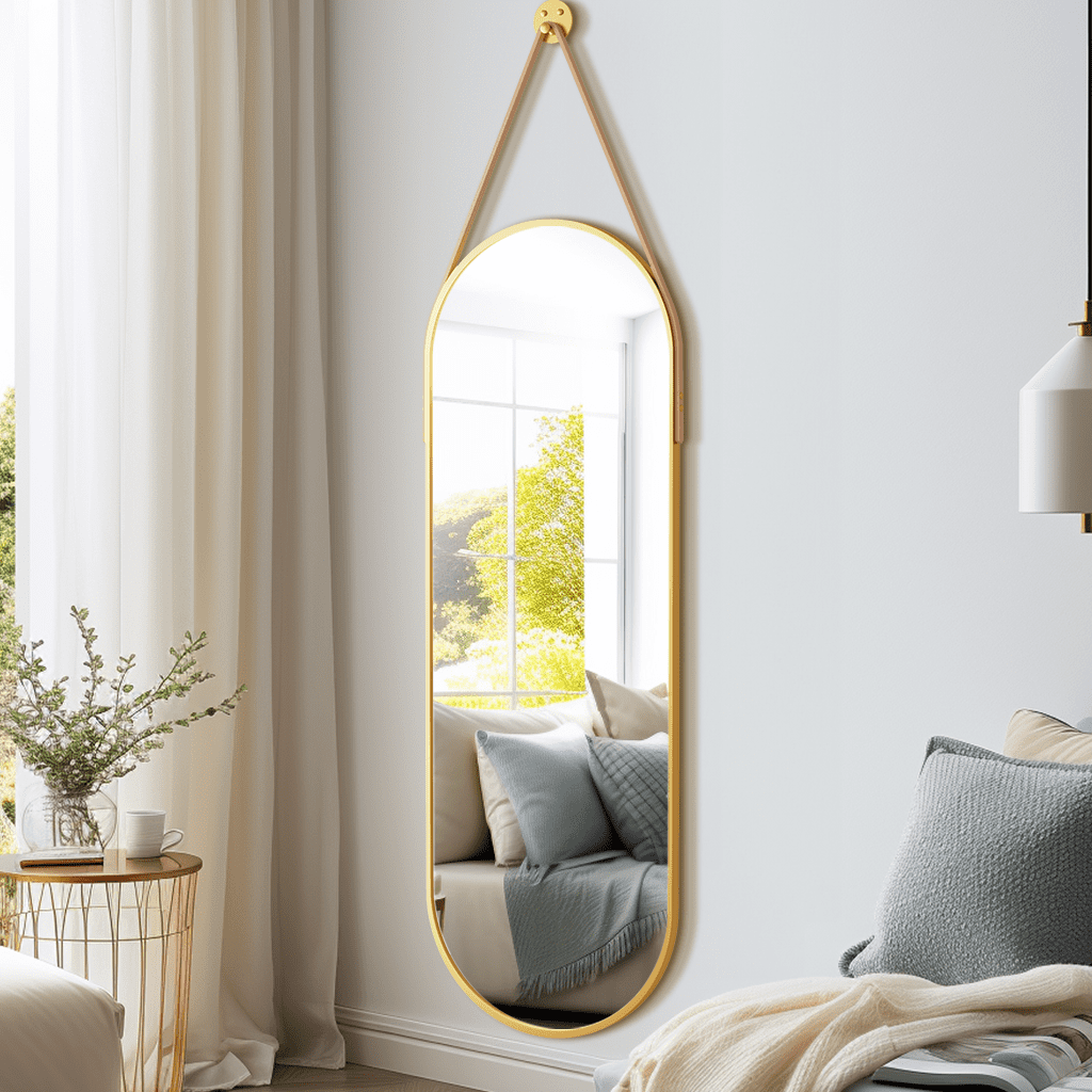 TinyTimes 48"x16" Oval Wall Mirror Hanging Full Body Mirror with