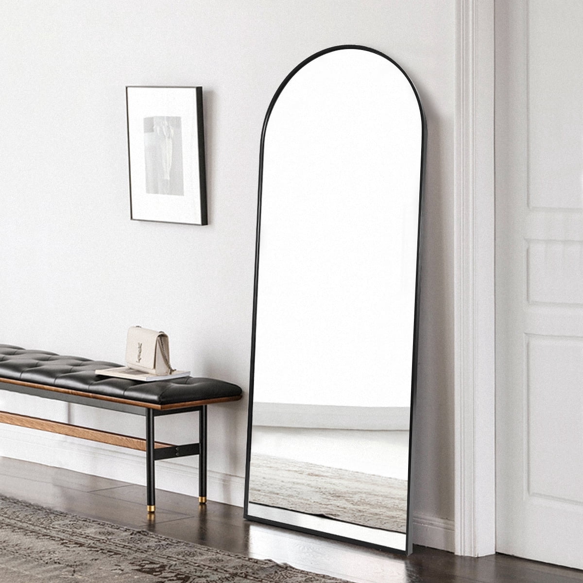 TinyTimes 57"x20'' Arched Full Length Mirror Freestanding Floor Mirror Modern Big Wall Mirror ...