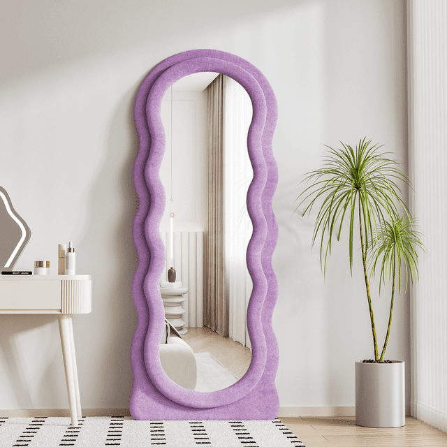 TinyTimes 63"x24" Wavy Full Length Mirror, Modern Floor Mirror with ...
