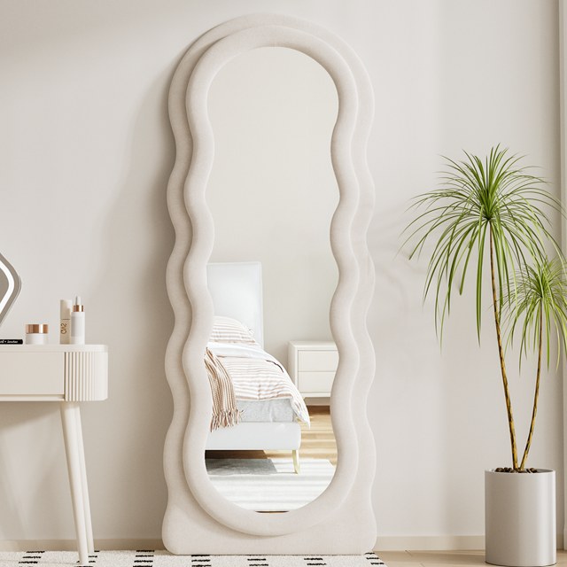 TinyTimes 63"x24" Wavy Full Length Mirror for Room Freestanding Floor
