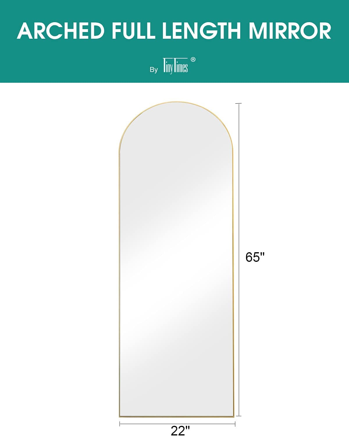 TinyTimes 65"x22" Arched Full Length Mirror Modern Leaning Standing Mirror for Bedroom Aluminum