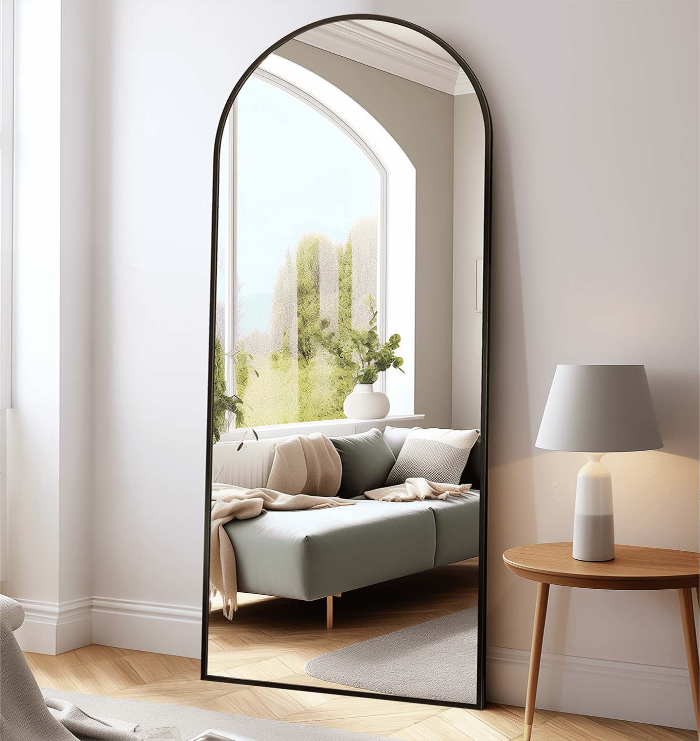TinyTimes 71"x30'' Arched Full Length Mirror Modern Floor Mirror with