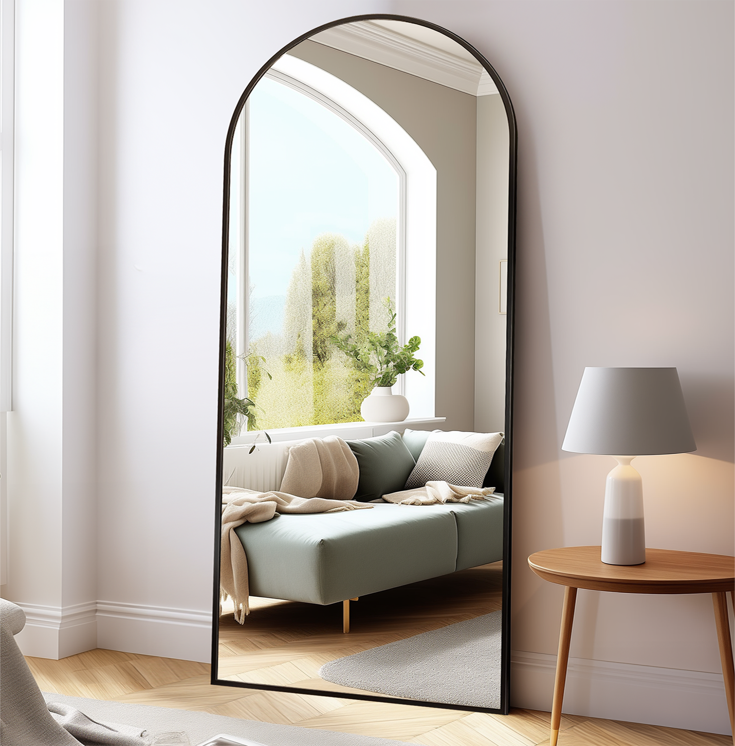 TinyTimes 71"x30'' Arched Full Length Mirror Modern Leaning Standing