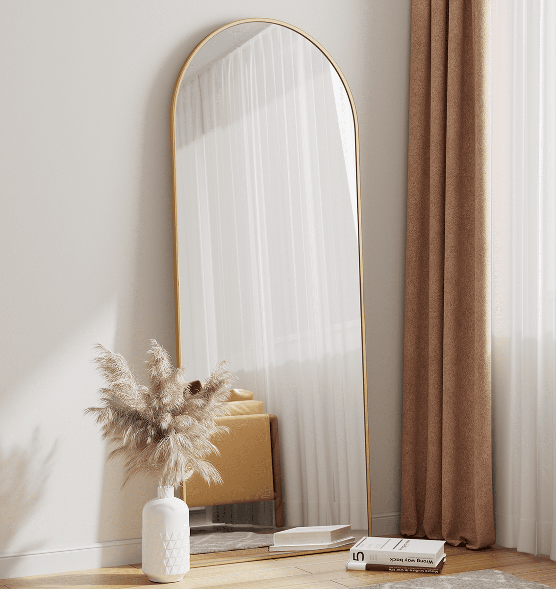 TinyTimes Arched Full Length Mirror Modern Floor Mirror Wall Mirror for