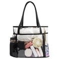 thumbnail image 1 of Tinyat Mesh Tote Bag for Women Extra Large Clear Tote Bag Pvc Bag 5-Pockets for Seaside Pool Picnic Black, 1 of 7