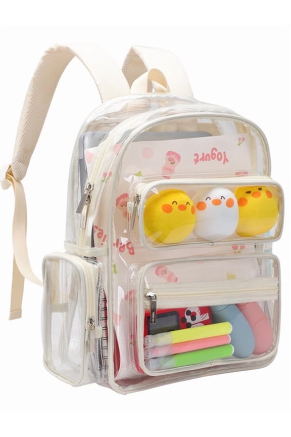 Clear Backpack for Women Large Capacity Bookbag Waterproof PVC Shoulder Bag with Adjustable straps for College and Travel