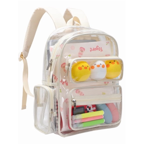 Tinyat Clear Backpack for Women Large Capacity Bookbag Waterproof PVC Shoulder Bag with Adjustable straps for College and Travel