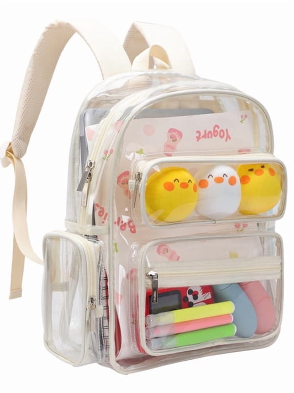 Clear Backpack for Women Large Capacity Bookbag Waterproof PVC Shoulder Bag with Adjustable straps for College and Travel