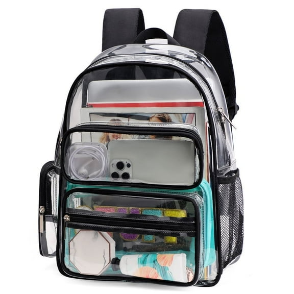 Tinyat Clear Backpack for Women Large Capacity Bookbag Waterproof PVC Shoulder Bag with Adjustable straps for College and Travel