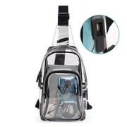 Tinyat Clear Sling Bag for Women Pvc Men Waterproof Usb Crossbody Bag for Men and Women concerts, sports events