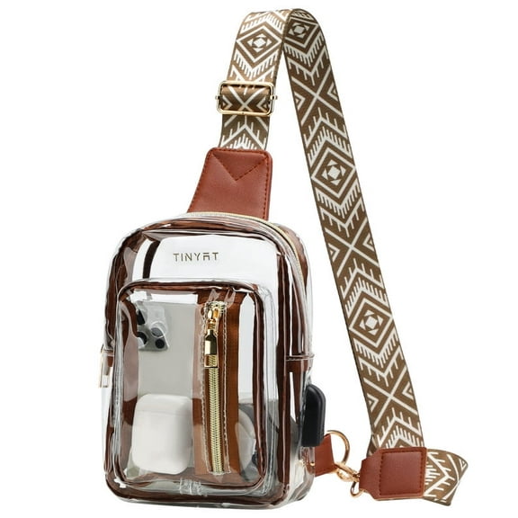 Tinyat Clear Sling Bag for Women Waterproof Transparent Crossbody Bag for men with Adjustable Strap for Stadiuml