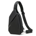 Tinyat Crossbody Bag for Men Black Diagonal Zipper Outdoor Hiking Anti