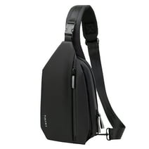 Tinyat Crossbody Bag for Men Black Sling Bag Anti Theft Waterproof Shoulder Backpack for Outdoor Hiking