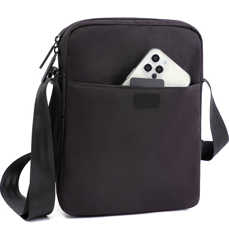 Tinyat Mens Messenger Bags Small Shoulder Sling Bags Crossbody Bags for  Outdoor Work Business Black 