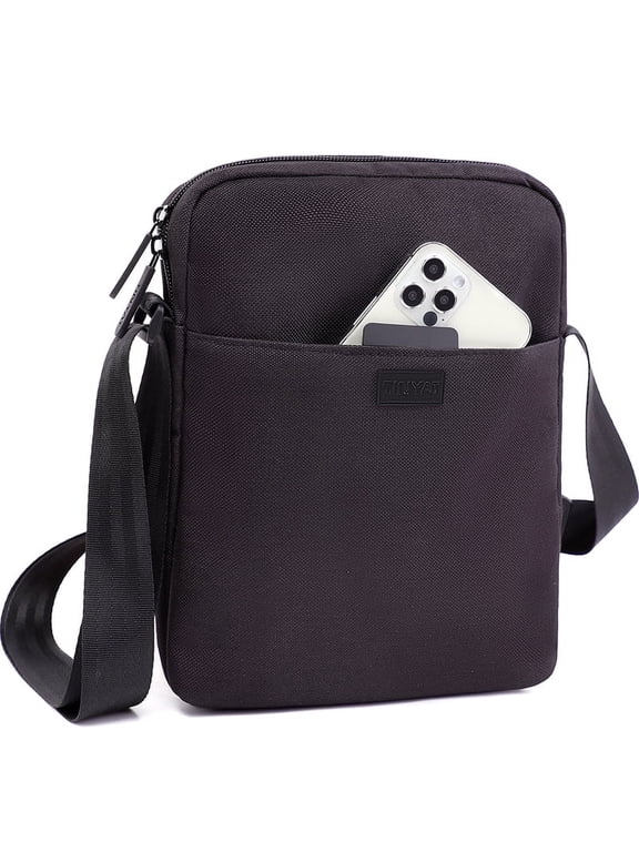 Mens Messenger Bags Small Shoulder Sling Bags Crossbody Bags for Outdoor Work Business Black