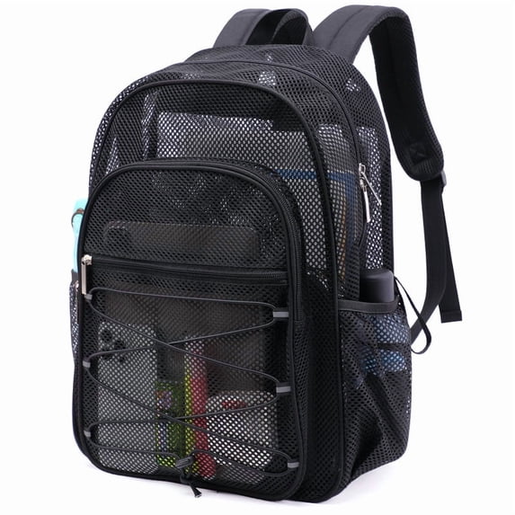 Tinyat Mesh Backpack for Women Men See Through Solid Color Bags Stadium Approved Shoulder Bag for Travel Swim Outdoor