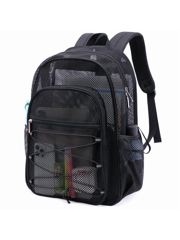 Mesh Backpack for Women Men See Through Solid Color Bags Stadium Approved Shoulder Bag for Travel Swim Outdoor