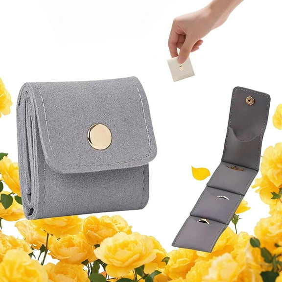 Tinycious Mini Travel Jewelry Bag, Auxiliaryn Jewelry Organizers and Storage, Foldable Mini Travel Jewelry Roll Bag (Gray)