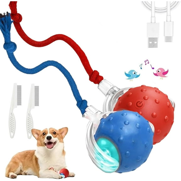 Tinyfetch Ball Dog Toy, Tinyfetch Interactive Motion Dog Cat Toys Balls,360Smart Automatic Rolling Electric Dogs Ball Toy with Birdsong, Fast Moving Toy for Dog and Cat,Tough Chew Proof (2*MIX)