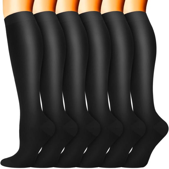 Tinylemon 6 Pairs Compression Premium Sports Socks for Women & Men Athletic Running Hiking Comfortable Lightweight Fabric Moisture Wicking Closed Toe Design