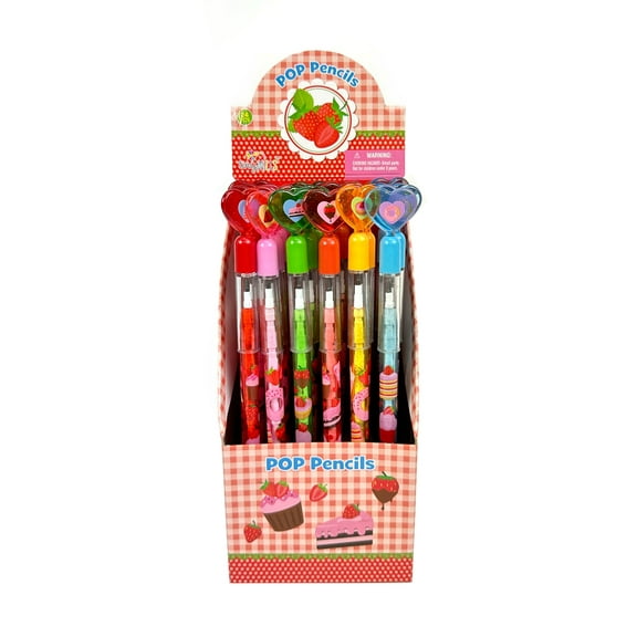 Tinymills 24pc Strawberry Multi-Point Stackable Pencils for Kids, Birthdays, Party Favors